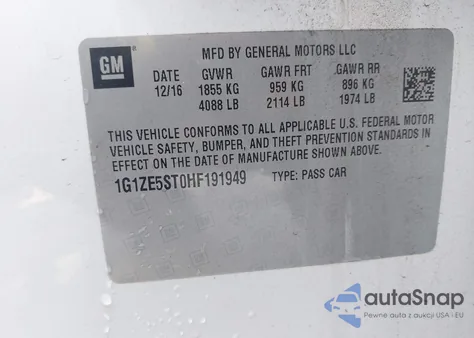 2017 Chevrolet Malibu 1Lt from USA, damaged, VIN 1G1ZE5ST0HF191949